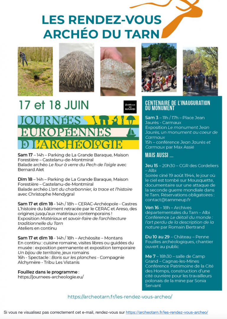Journées Européennes d’Archéologie (17-18 juin 2023)